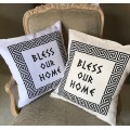Greek Key Design Bless Our Home Ivory Soft Polyester Pillow -with Pillow Insert 